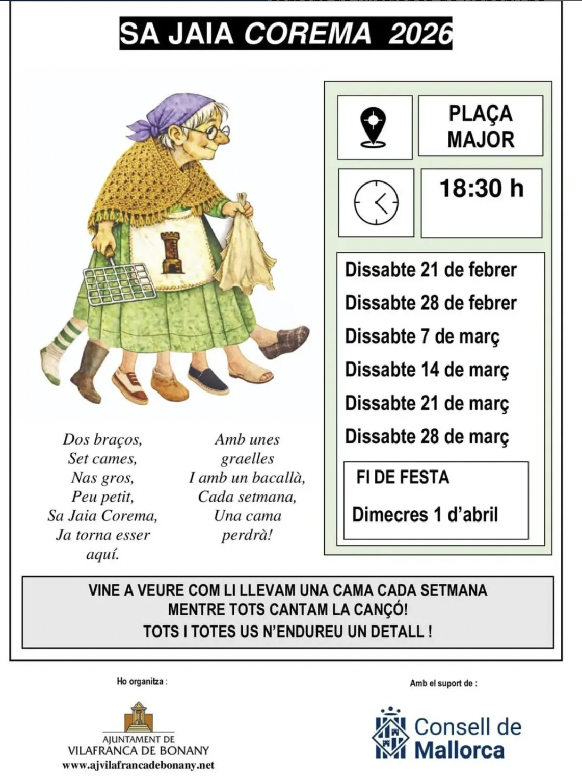 Sa Jaia Corema 2026 – Fastentradition auf der Plaça Major